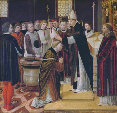Weihe des heiligen Augustinus von Ambrogio da Fossano